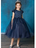 Cap Sleeves Floral Tulle Flower Girl Dress